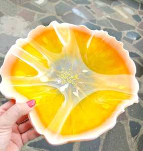 Tazón de resina epoxi de color amarillo para múltiples usos, tazón naranja de regalo, tazón de ensalada hecho a mano, recipiente para frutas, vajilla para el hogar. - Product Image 3