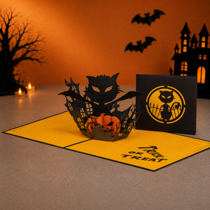 Custom Luxury 3D Pop Card <b>Black</b> <b>Cat</b> Halloween Design Theme 6-Color Printed Wholesale Handmade Greeting Card Paper Gift ODM/OEM - Product Image 1