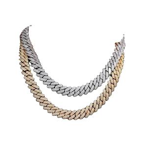 Collar de cadena cubana completa de acero inoxidable unisex chapado en oro de calidad con diamantes y perlas para Hip Hop o como regalo - Product Image 1