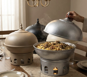 Plat de service chauffe-plat moderne de style arabe, finition beige, tendance, pour buffet, mariage, usage domestique et événements festifs - Product Image 5