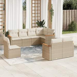 Set Divano da Giardino Beige Crema Bianco - Product Image 1