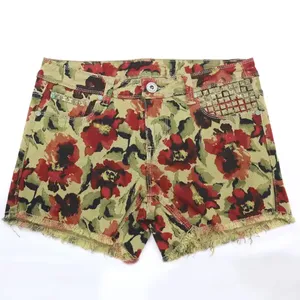 Pantalones Cortos de Mezclilla Casuales Vintage de Verano Transpirables de Secado Rápido Cortavientos con Botones y Cintura Media de Pierna Recta con Estampado al por Mayor - Product Image 5