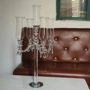 <span class=keywords><strong>Chandelier</strong></span> à 5 bras en cristal, centre de table de mariage, <span class=keywords><strong>bougeoir</strong></span> en verre hurricane, autres décorations de mariage - Product Image 1