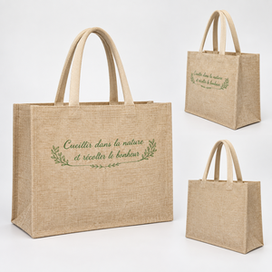 Natural Laminated Melange Cotton Tote <b>Bag</b> with Printed Front 39x31x19 cm Custom Logo Wholesale Promotional Shopping <b>Bag</b> SNC25NPM - Product Image 6