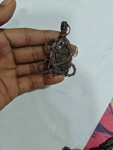 Handmade Copper Wire Wrapped Black Onyx Pendant Necklace Boho Style Jewelry Wholesale - Product Image 3