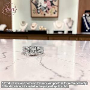 [Sheri Jewels] Anillo Sencillo Baguette de Oro Blanco Sólido de 18K con Diamante Natural para Mujer/Hombre - Product Image 3