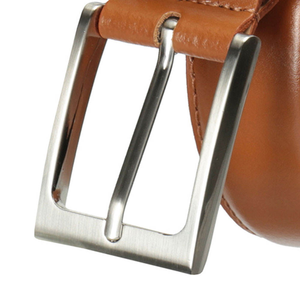 Genuine Leather Belt Cow Hide Solid Color <b>Pin</b> Buckle Rectangular Silver Formal Style Durable - Product Image 4
