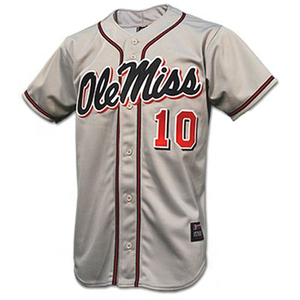 Ensemble uniforme de baseball pour homme Ole Miss, maillot gris avec bordure rouge, fermeture à boutons, manches courtes, pantalon en polyester respirant - Product Image 2