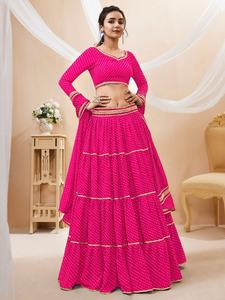 ชุด lehenga choli เสื้อจอร์เจียแบบดั้งเดิมสีชมพู - Product Image 2