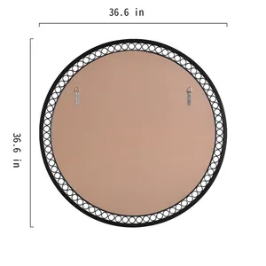 Miroir mural circulaire en verre avec cadre orné, décoration moderne du milieu du siècle pour entrée et intérieur de maison - Product Image 3
