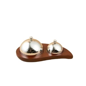 Tazón para Dátiles de Diseño Árabe Moderno, Base de Madera, Metal, Sin Plomo, Duradero, Hecho a Mano, Vajilla de Cocina - Product Image 1