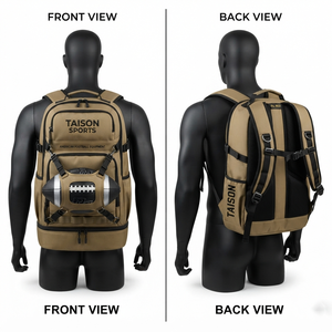 Sac à dos de football américain pour homme TAISON SPORTS 600 GSM Premium PU 30-40L Noir Orange Multi-panneaux Logo imprimé personnalisé - Product Image 2