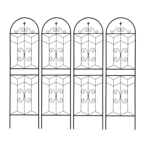 Set di 4 tralicci da giardino in metallo antiruggine neri da 180 cm x 50 cm per piante rampicanti, supporto per fiori da esterno - Product Image 2