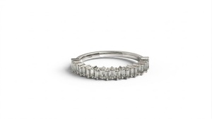 Anillo de compromiso clásico de media eternidad con diamantes cultivados en laboratorio de corte baguette recto, ligero y moderno para mujer - Product Image 2