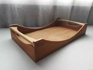 Modern Table Wooden Decorative Ottoman Serving Tray Rectangle Acacia Wood with Handles Color Changing - Product Image 1