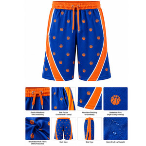 Pantalones Cortos Deportivos de Baloncesto para Hombre con Costuras Finas y Estampado de Baloncesto por Sublimación Personalizado, Pantalones Cortos Absorbentes de Sudor para Juego - Product Image 5