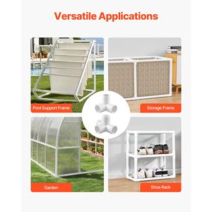 Connettori a gomito a 3 vie in PVC da 1 pollice per mobili, raccordi in PVC per scaffali fai-da-te e connettori per acqua da giardino, confezione da 10 - Product Image 3