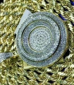 Round Cut Moissanite Diamond Men's Pendant, 925 <b>Silver</b> Medallion Pendant Hip Hop Pendant Iced Out Two Tone Pendant For Gifts - Product Image 3