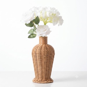 Nordic Twisted Rattan Flower <b>Vase</b> Handwoven Hourglass <b>Wicker</b> Floor Planter Tall Flower Pot For Luxury Hotel Wedding Home Garden - Product Image 6