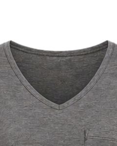 Custom Charcoal Grey V Neck Womens Casual T Shirt Short Sleeve Cotton Blend Soft Lightweight Pocket Tee Summer Comfortable <b>Top</b> - Product Image 2