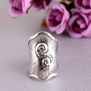 Vintage Swirl <b>Statement</b> <b>Ring</b> Boho Wide Brass <b>Ring</b> Antique Style Adjustable <b>Ring</b> Textured Sunburst <b>Ring</b> Handmade Bold Jewelry - Product Image 6