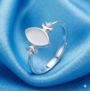 Bague en argent sterling 925 massif plaqué or jaune, sertie d'une pierre marquise 5x10mm, minimaliste, empilable, pour création de bijoux DIY - Product Image 3