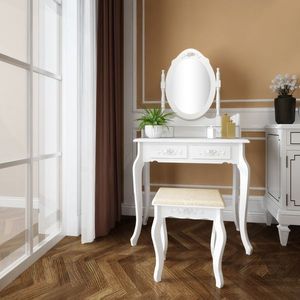 Modern Concise White Dresser with 4 Drawers and 360 Degree Rotation Removable Mirror <b>Makeup</b> <b>Vanity</b> - Product Image 2