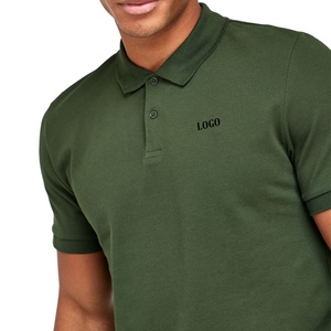 Polo de Algodón Verde Sólido para Hombre, Manga Corta, Logotipo Bordado en la Parte Delantera, Estilo Casual, Tejido Oxford Transpirable - Product Image 3