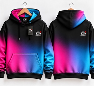 Vente en gros directe OMMIZ INDUSTRY Nouveau design Sweat-shirt à capuche sportif tendance orange, blanc et noir dégradé, personnalisé et cousu - Product Image 2