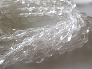Perles de cristal de quartz naturel facettées ovales en vrac, perles de pierres précieuses, perles de cristal de roche, 50 brins - Product Image 5