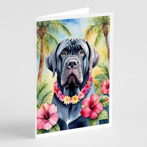 Cartes de voeux lunatiques napolitaines Mastiff Luau Pack de 8 A7 Taille 5x7 Cartes de notes vierges avec enveloppes - Product Image 1