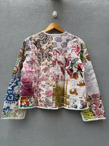 Patchwork Floral <b>Long</b> Sleeve Cotton <b>Cardigan</b> <b>Men</b> Casual Loungewear With Pockets Hand Embroidered Spring Wear gift <b>for</b> her - Product Image 2