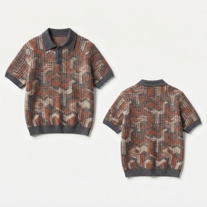 Pull-over décontracté pour femme en maille tricotée à manches courtes, col rabattu, 100 % polyester, anti-boulochage, respirant - Product Image 4