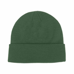 Bonnet en tricot vert unisexe, couleur unie, bonnet d'hiver décontracté pour le ski, design ajusté, matière acrylique - Product Image 1