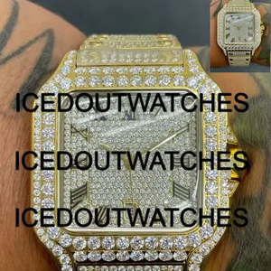 นาฬิกาโมอิสซาไนต์สุดหรูสไตล์ฮิปฮอปสำหรับผู้ชายและผู้หญิง โมอิสซาไนต์ผ่านการทดสอบเป็นนาฬิกาเพชรทรงสี่เหลี่ยม - Product Image 1