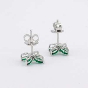 Boucles d'oreilles clous émeraude marquise certifiées, véritable émeraude verte, argent sterling 925 plaqué or 14 carats, cadeau - Product Image 5