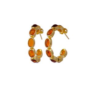 ต่างหูห่วงทองเหลืองชุบทองที่ทันสมัยทำด้วยมือควอตซ์อัญมณี November เครื่องประดับแฟชั่น - Product Image 2