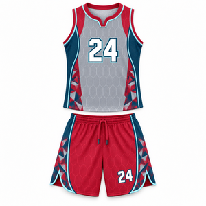 Ensemble d'uniformes de basketball sublimés personnalisés, maillot de basketball à col en V et short pour les équipes de jeunes et d'adultes, vente en gros - Product Image 5