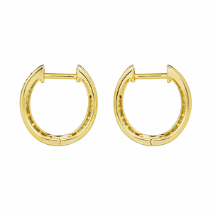 14K Yellow <b>Gold</b> Plated Double Row Full Pave Moissanite <b>Huggie</b> Hoop Earrings Sparkling Luxury Daily Women - Product Image 4