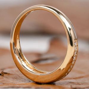 Anillo de Eternidad con Moissanita de Corte Brillante, Engaste Geométrico, Plata de Ley 925 Bañada en Oro, Apilable, para Aniversario de Bodas - Product Image 3