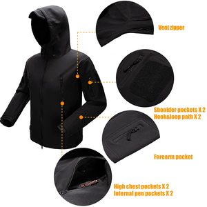 Chaqueta Táctica Personalizada para Hombre, Resistente al Agua, con Múltiples Bolsillos, Chaqueta de Entrenamiento para Exteriores, Cortavientos, con Capucha, Forro Polar, Softshell - Product Image 6