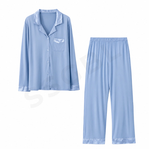 Ensemble de pyjama personnalisé en gros pour femme – Vêtements de nuit confortables en coton doux à manches longues – Tenue décontractée - Product Image 1