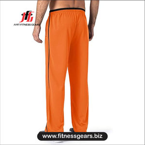 Pantalon de jogging décontracté pour homme, orange, taille élastique, bande latérale, léger, respirant, idéal pour l'été - Product Image 3