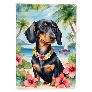 Drapeau de jardin multicolore Teckel Luau Boîte aux lettres Bannière décorative de jardin pour patio Oeuvre d'art et parterres de fleurs Petite taille - Product Image 1