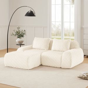 Divano componibile moderno a L da 82 pollici in tessuto flanella, divano oversize a 2 posti con seduta profonda e senza struttura per soggiorno - Product Image 2
