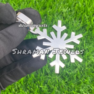 Colgante de Plata de Ley 925 con Baño de Rodio y Moissanita de Corte Baguette, Diseño Vintage Celestial Personalizado, Estilo Hip Hop, con Forma de Copo de Nieve, para Fiestas - Product Image 3