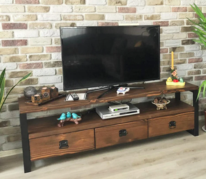 Oferta Especial: Mueble para TV Extensible de Madera Sólida y Hierro Forjado, Estilo Americano Moderno de Mediados de Siglo, Calidad Premium, Venta al Por Mayor - Product Image 1