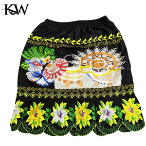 KW Plus Size Women's Bohemian A-Line Mini <b>Skirt</b> Floral Printed Satin Embroidered Summer Style Huwaii Custom Honulu Dress Ohio - Product Image 6