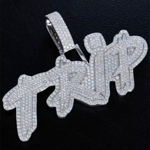 Custom 925 Silver Moissanite Letter Pendant <b>Chain</b> Necklace Hip Hop <b>Name</b> Charm Jewelry for Men - Product Image 2