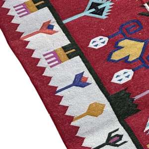 พรม dhurrie ผ้าฝ้ายสีแดงทนทานเหมาะสำหรับนักวิ่งห้องนั่งเล่นและห้องครัว004 - Product Image 4